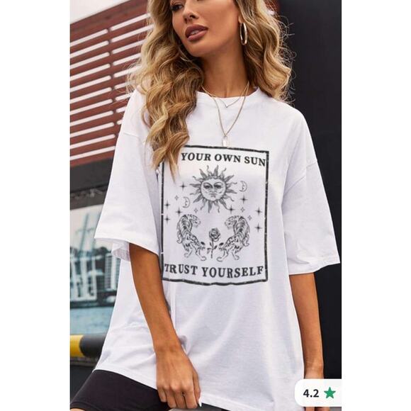 White & Black Graphic Printed T-shirt Tarot Card Medium - Picture 1 of 9